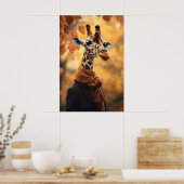Giraffe in Fall Clothes Art Print, Autumn ポスター (キッチン)