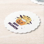 Giraffe In Pumpkin Cute Giraffes Happy Halloween ペーパーコースター (アングル)