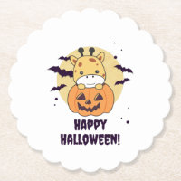 Giraffe In Pumpkin Cute Giraffes Happy Halloween