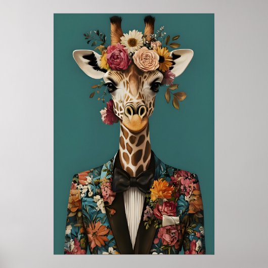 Giraffe In Suit Poster, Giraffe Portrait, Giraffe ポスター (正面)