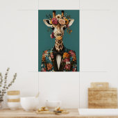 Giraffe In Suit Poster, Giraffe Portrait, Giraffe ポスター (キッチン)