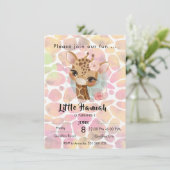 Giraffe in watercolor girls birthday 招待状 (スタンド正面)