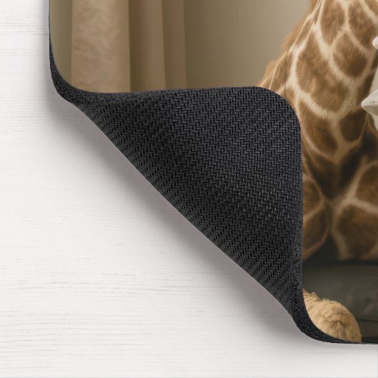 Giraffe Leaning On Pillow Stack マウスパッド (コーナー)