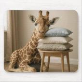 Giraffe Leaning On Pillow Stack マウスパッド (正面)