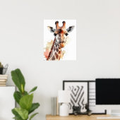 Giraffe Looking Us Water Color Poster ポスター (ホームオフィス)