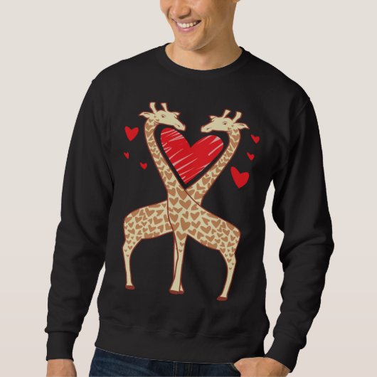 Giraffe Love with Red Hearts スウェットシャツ (正面)