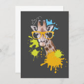 Giraffe Lover Cute Giraffe With Glasses サンキューカード (正面/裏面)