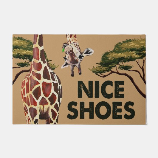 Giraffe Lover Doormat, Giraffe Welcome Mat ドアマット (正面)