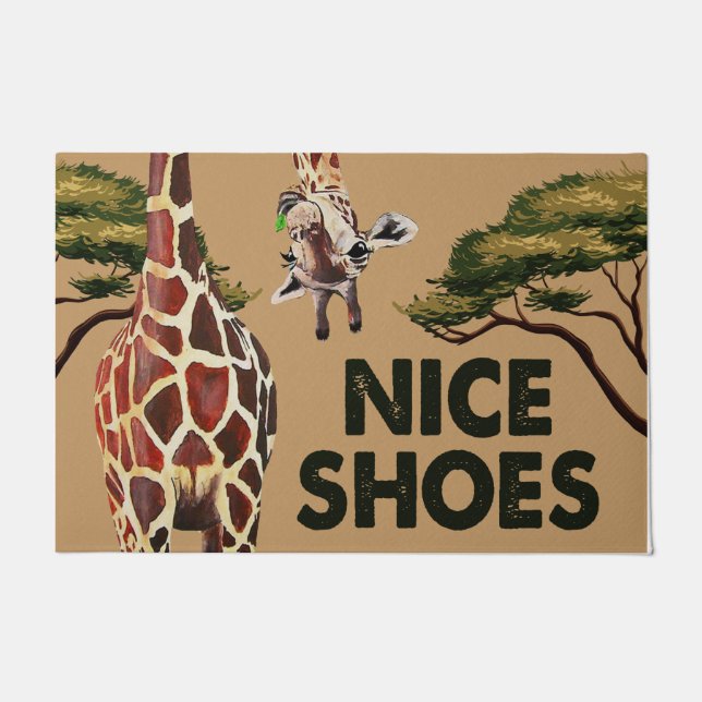 Giraffe Lover Doormat, Giraffe Welcome Mat ドアマット (正面)