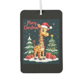 Giraffe Merry Christmas Tree Lighting Santa Giraff カーエアーフレッシュナー (正面)