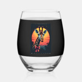 Giraffe Neck Like a Rollercoaster Run Funny Retro ステムなしワイングラス (正面)