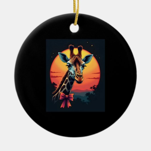 Giraffe Neck Like a Rollercoaster Run Funny Retro セラミックオーナメント (正面)