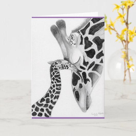 Giraffe Note Cards カード (黄色い花)