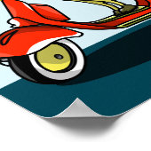 Giraffe on a retro moped ポスター (角)