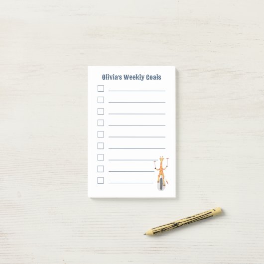 Giraffe on a Unicycle Kid Goals Post-It Notes ポストイット (デスク上)