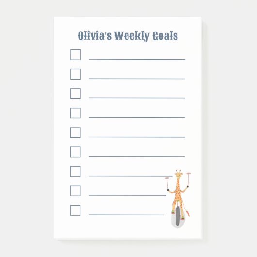 Giraffe on a Unicycle Kid Goals Post-It Notes ポストイット (正面)