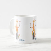 Giraffe on a Unicycle Kid Mug with Name コーヒーマグカップ (正面左)
