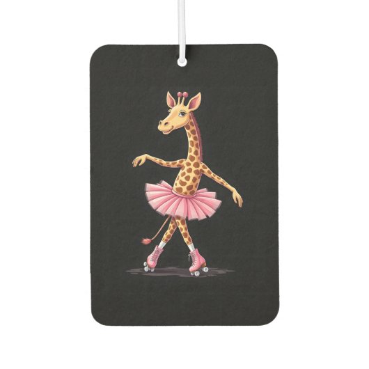 Giraffe On Roller Skates In Pink Tutu Tank Top カーエアーフレッシュナー (正面)