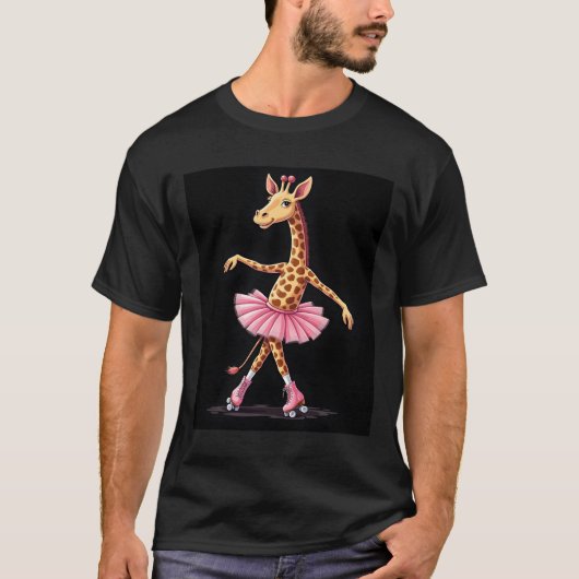 Giraffe On Roller Skates In Pink Tutu Tank Top Tシャツ (正面)