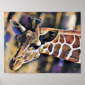 Giraffe Painting art Vintage ポスター (正面)