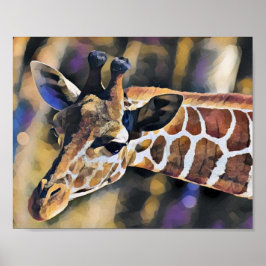 Giraffe Painting art Vintage ポスター