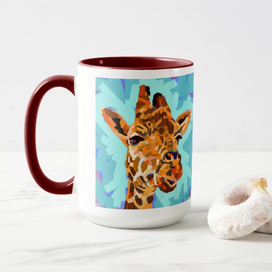 Giraffe Painting - Gift for Animal Lovers マグカップ (ドーナツ付き)