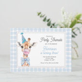 Giraffe Party Animal Birthday Invitation – Blue 招待状 (スタンド正面)