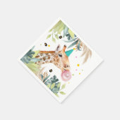 Giraffe Party Animals Birthday Zoo Safari スタンダードカクテルナプキン (角)