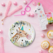 Giraffe Party Animals Birthday Zoo Safari ペーパープレート (パーティー)