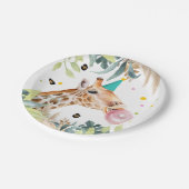 Giraffe Party Animals Birthday Zoo Safari ペーパープレート (アングル)