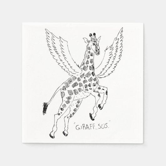 Giraffe + pegasus = Giraffsus スタンダードカクテルナプキン (正面)
