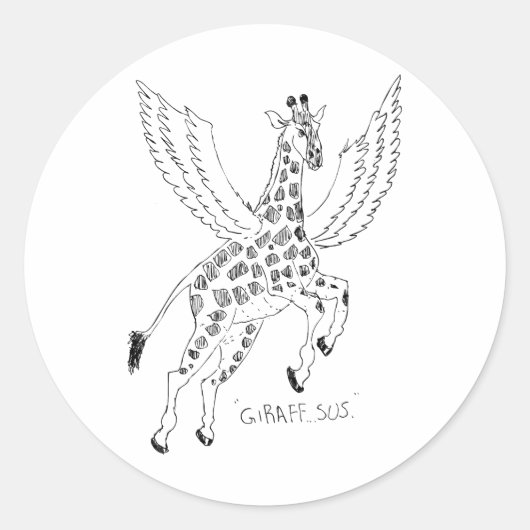 Giraffe + pegasus = Giraffsus ラウンドシール (正面)