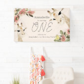 Giraffe Pink Floral Girl 1st Birthday 横断幕 (インサイチュ)