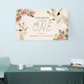 Giraffe Pink Floral Girl 1st Birthday 横断幕 (トレードショー)
