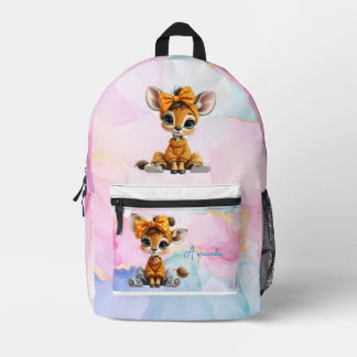 Giraffe Polka Dot Bow  プリントバックパック