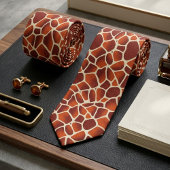 Giraffe Print Orange & Brown Animal Pattern ネクタイ