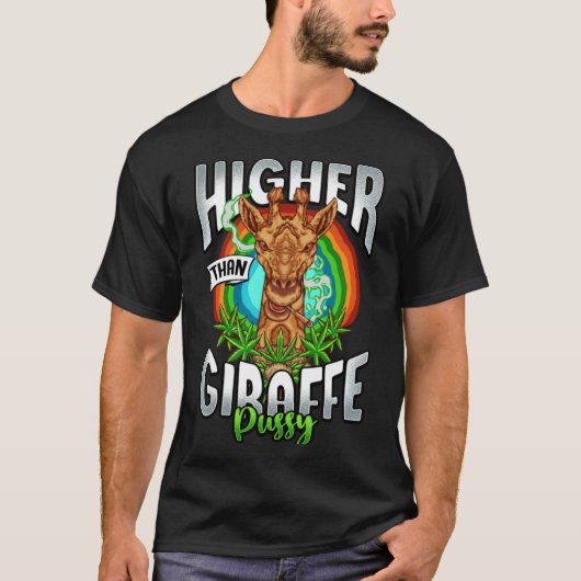 Giraffe Pussy Funny Stoner Weed Classic T-Shirt Tシャツ (正面)