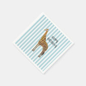 Giraffe Safari Blue Stripe Birthday Party スタンダードカクテルナプキン (角)