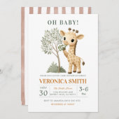 Giraffe Safari Jungle Baby Shower  招待状 (正面/裏面)