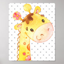 Giraffe Safari Jungle Cute Baby Nursery Gift ポスター
