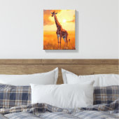 Giraffe Safari Sunset Animal Painting キャンバスプリント (インサイチュ (寝室))
