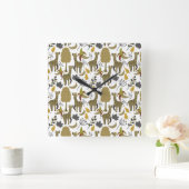 Giraffe seamless pattern yellow white tall スクエア壁時計 (ホーム)