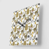 Giraffe seamless pattern yellow white tall スクエア壁時計 (傾斜)