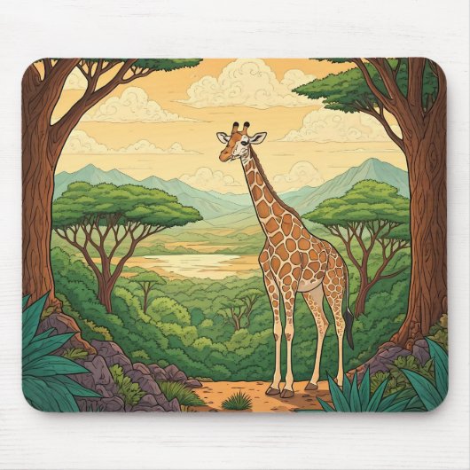 Giraffe standing in a wilderness setting マウスパッド (正面)