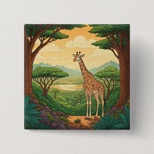 Giraffe standing in a wilderness setting 缶バッジ (正面)