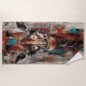 Giraffe Street Art Portrait ビーチタオル (正面)