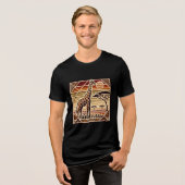 Giraffe Sunset: African Mosaic Art T-Shirt トライブレンドTシャツ (正面全面)