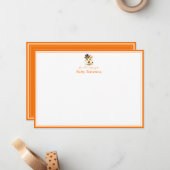 Giraffe Sunset Orange Border Nursery New Baby  ノートカード (正面/裏面インサイチュ)