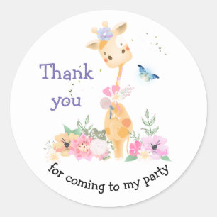 Giraffe Thank you for Coming to My Party ラウンドシール
