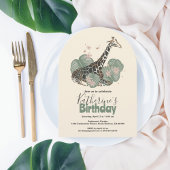 Giraffe Tropical Greenery Animal Birthday Party  招待状
